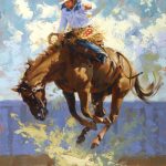 Jim Connelly Into The Blue bucking horse cowboy rodeo ranch western oil painting