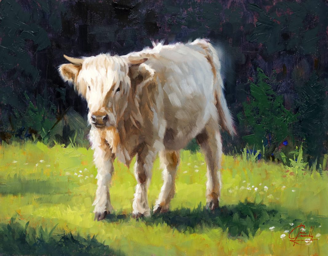 Jim-Connelly_Lyla Jim Connelly Lyla white cow corral ranch farm western oil painting