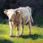 Jim Connelly Lyla white cow corral ranch farm western oil painting