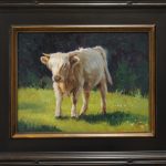 Jim Connelly Lyla white cow corral ranch farm western oil painting framed