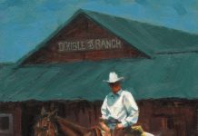 Jim Connelly Night Shift Double JJ Ranch farm cowboy horse western oil painting