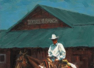 Jim Connelly Night Shift Double JJ Ranch farm cowboy horse western oil painting