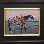 Jim Connelly November horse moon corral ranch farm western oil painting framed