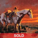 jim connelly sunset cowboy horse open range western oil painting