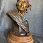 Susan Kliewer Keeper Of the Eagle Native American Indian bust portrait proud western bronze sculpture sold