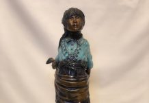 Susan Kliewer Squash Blossom Native American girl bronze sculpture