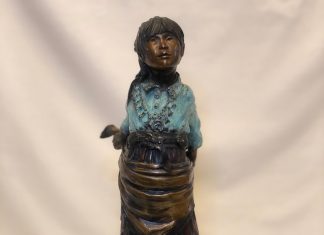 Susan Kliewer Squash Blossom Native American girl bronze sculpture