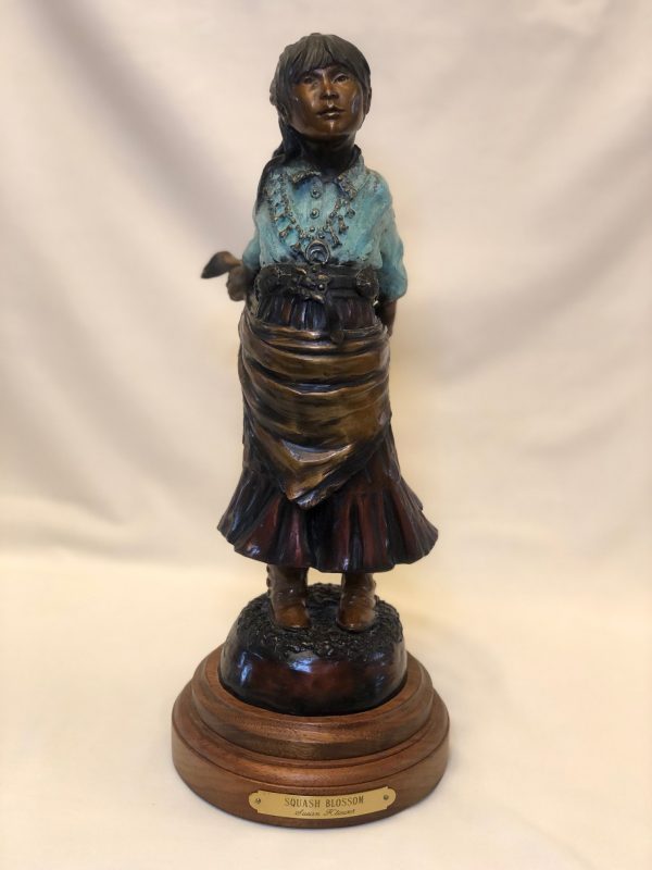 Susan Kliewer Squash Blossom Native American girl bronze sculpture