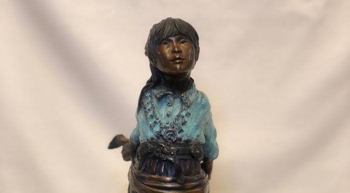 Susan Kliewer Squash Blossom Native American girl bronze sculpture