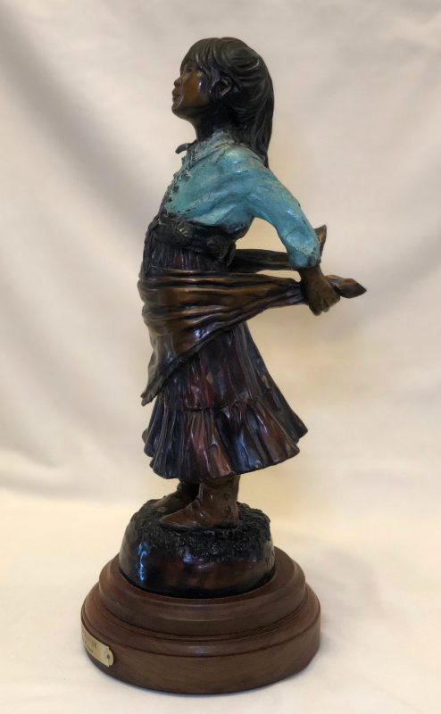 Susan Kliewer Squash Blossom Native American girl bronze sculpture