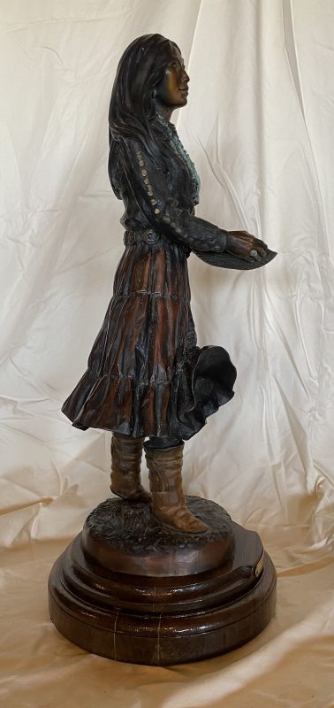 Susan Kliewer Warm Winds Native American Indian figure figurative western bronze sculpture side