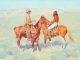 Frederic Remington "Casuals On The Range" cowboy Indian Native American western oil painting