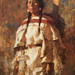 Howard Terpning Cheyenne Mother Native American Indian female girl woman cradle board child textured canvas print Giclee