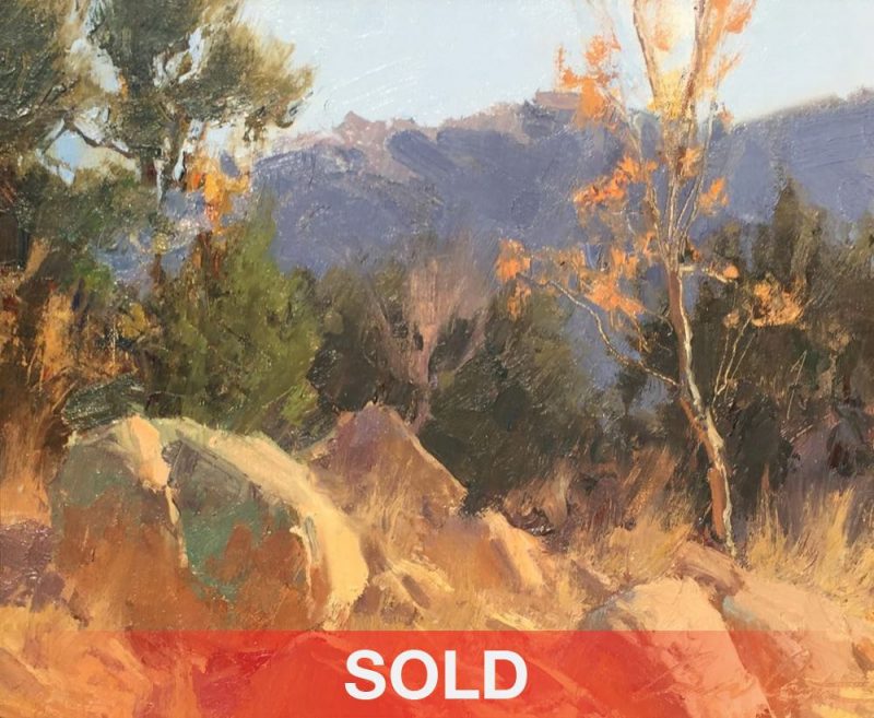 Bill Anton Fall Color Remnant boulders rocks mountains trees landscape oil painting sold