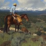 Bill Anton The verdant Valley cowboy horse cow cattle ranch farm western landscape oil painting