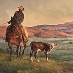 Bill Owen The Lost Is Now Found cowboy cow calf ranch farm western landscape oil painting