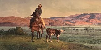 Bill Owen The Lost Is Now Found cowboy cow calf ranch farm western landscape oil painting