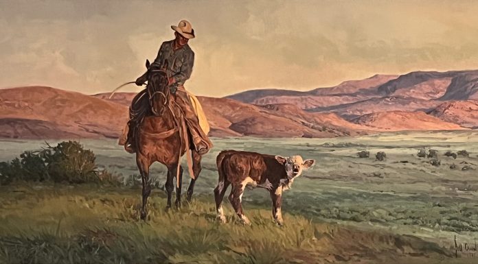 Bill Owen The Lost Is Now Found cowboy cow calf ranch farm western landscape oil painting