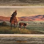 Bill Owen The Lost Is Now Found cowboy cow calf ranch farm western landscape oil painting framed