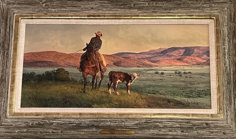 Bill Owen The Lost Is Now Found cowboy cow calf ranch farm western landscape oil painting framed