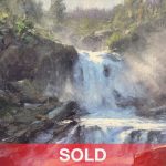 Matt Smith Spring Runoff waterfall river stream mountain rock landscape oil painting sold