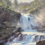 Matt Smith Spring Runoff waterfall river stream mountain rock landscape oil painting