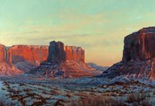 Darcie Peet Dawn Tiptoeing In Monument Valley Arizona landscape rock formation Utah western oil painting