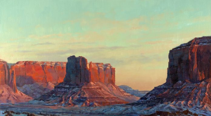 Darcie Peet Dawn Tiptoeing In Monument Valley Arizona landscape rock formation Utah western oil painting