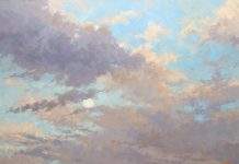 Darcie Peet Desert Rain December Moon western oil landscape painting
