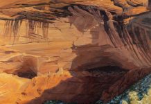 Darcie Peet Ghosts In The Shadows Canyon de Chelly Native American Indian relics artifacts petroglyphs western landscape oil painting