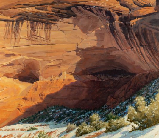 Darcie Peet Ghosts In The Shadows Canyon de Chelly Native American Indian relics artifacts petroglyphs western landscape oil painting