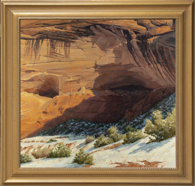 Darcie Peet Ghosts In The Shadows Canyon de Chelly Native American Indian relics artifacts petroglyphs western landscape oil painting framed