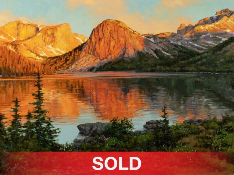 Darcie Peet Lavender Daybreak Wind River Range Wyoming lake mountains landscape oil painting sold