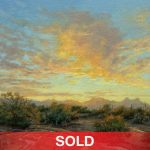 Darcie Peet Lingering Traces Desert Rain Tucson Arizona Mexican Hat mountain cloud sunset sunrise western landscape oil painting sold