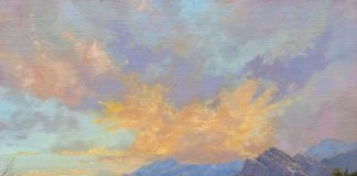 Darcie Peet Monsoon Morning desert western landscape Tucson Arizona Catalina Mountains western oil painting