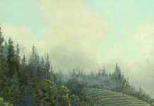 Darcie Peet Sea Fog Roses grape winery California landscape oil painting