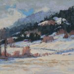 Darcie Peet Welcome Breath of Sunshine snow hills mountains western acrylic landscape painting