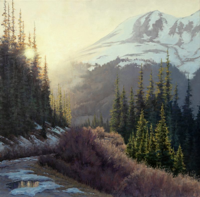 Darcie Peet Whisper of Spring Yet To Come landscape Colorado western oil painting