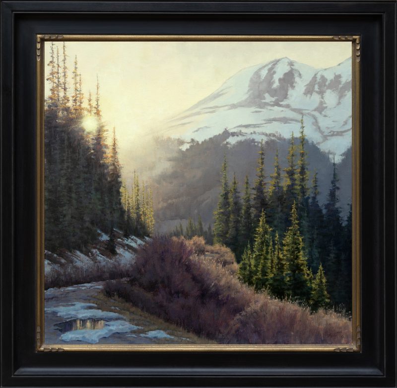 Darcie Peet Whisper of Spring Yet To Come landscape Colorado western oil painting framed