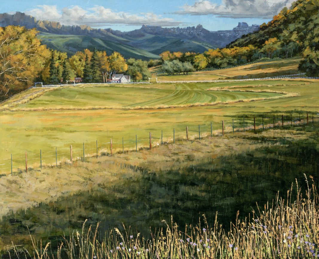 Darcie_Peet_Last-Cutting-Last-Wildflowers Darcie Peet Last Cutting Last Wildflowers farm ranch high mountains western oil landscape painting