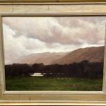 Lanford Monroe Passing Storm cloud lake river stream inlet sheep lamp western landscape oil painting framed