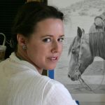 Mary Ross Buchholz artist at easel creating drawing