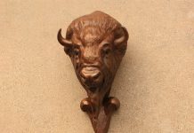 Mary Ross Buchholz Buffalo Hat Hook bison western bronze sculpture