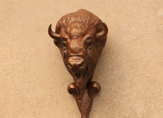 Mary Ross Buchholz Buffalo Hat Hook bison western bronze sculpture