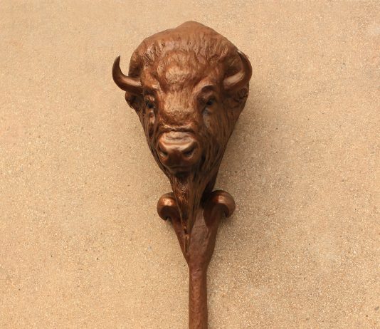 Mary Ross Buchholz Buffalo Hat Hook bison western bronze sculpture