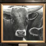 Mary Ross Buchholz Corriente Cool cattle steer ranch farm western pencil drawing painting framed