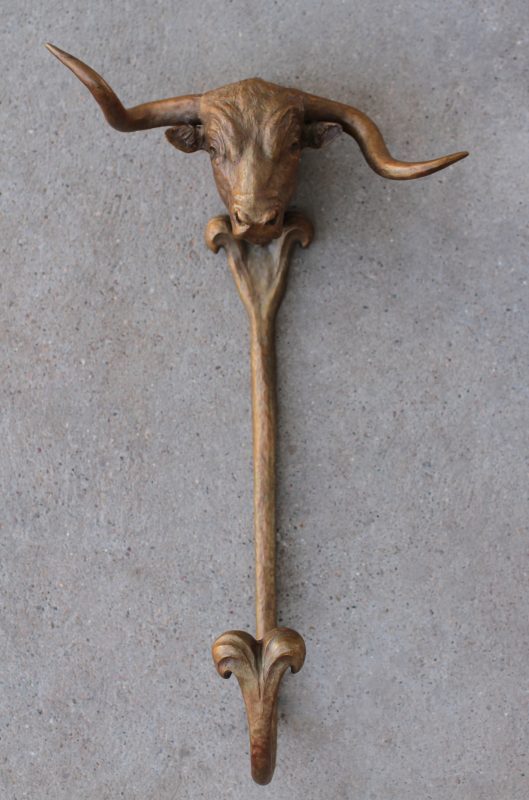 Mary Ross Buchholz Crooked Hat Wall Hanger longhorn cow cattle western bronze sculpture
