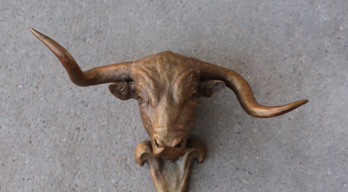 Mary Ross Buchholz Crooked Hat Wall Hanger longhorn cow cattle western bronze sculpture