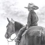 Mary Ross Buchholz Old Ropin' Warrior horse cowboy rider equine original pencil drawing western painting