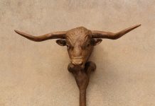 Mary Ross Buchholz Longhorn Hat Hook cattle cow western bronze sculpture